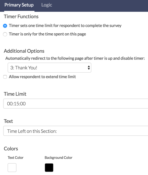Page Timer: Survey Limit