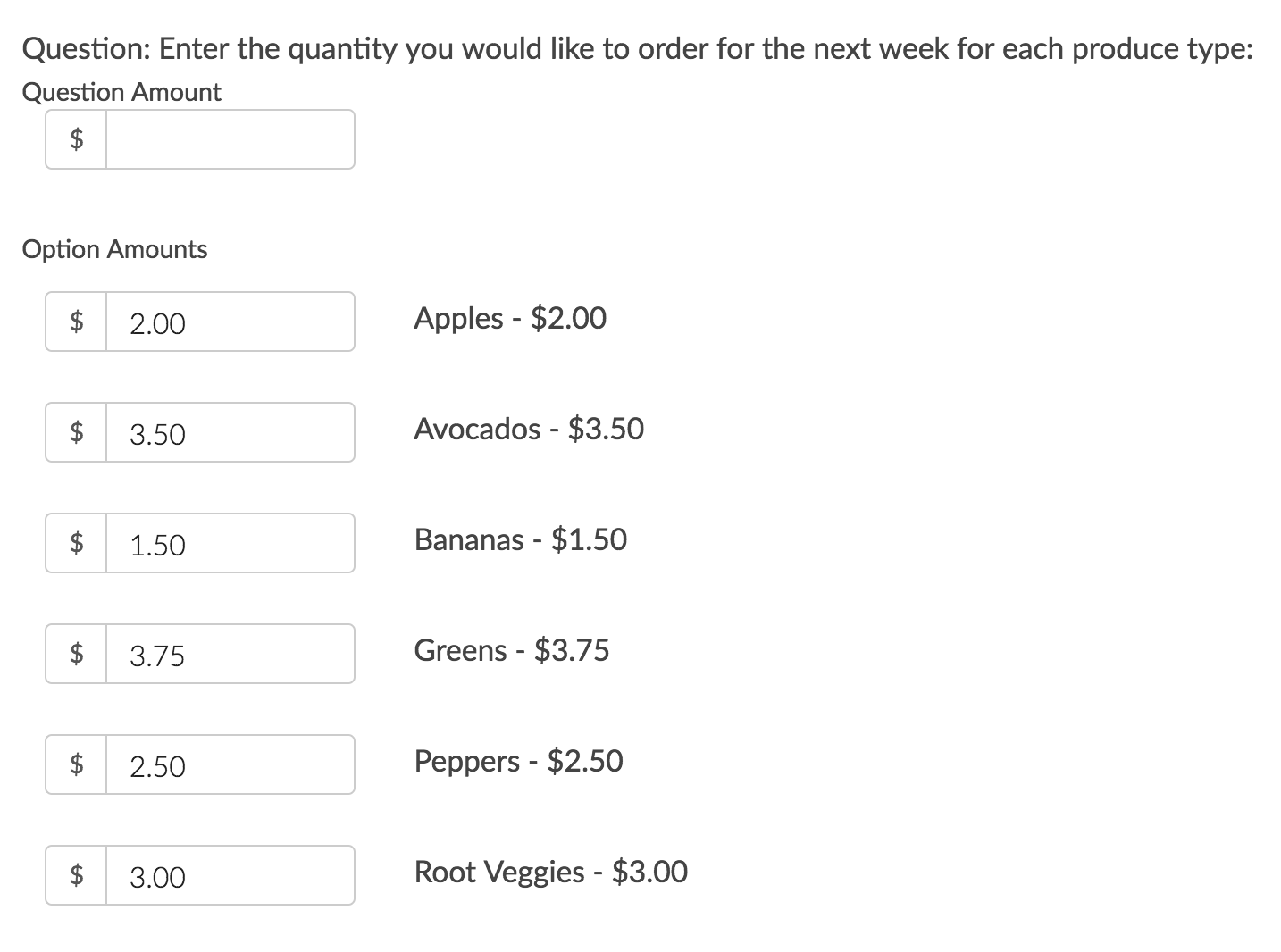 Quantity Entry Setup 2