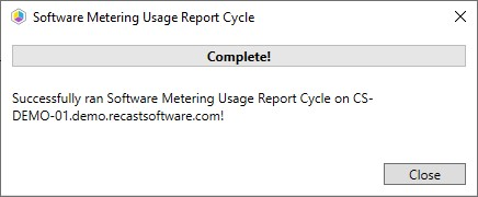 Software Metering Usage Report Cycle success message