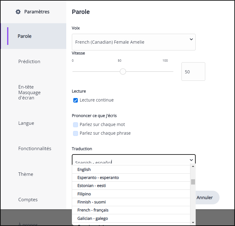 Read&Write for Google Chrome Translation Screen