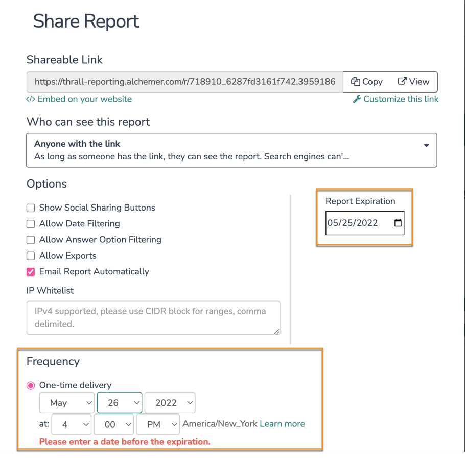 Report Expiration Date