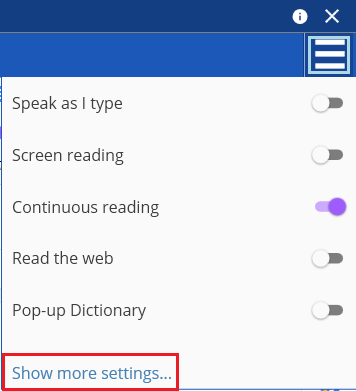 Show more settings option