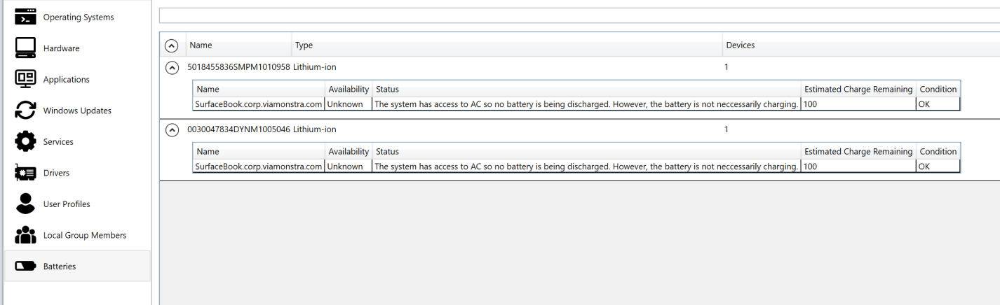 System Information Batteries Tab
