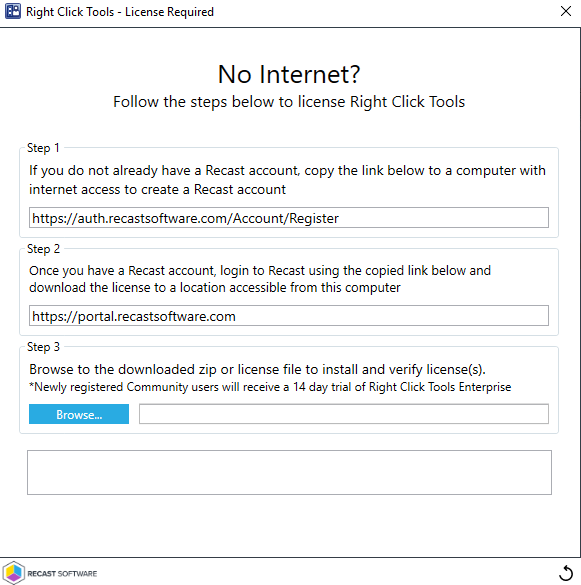 Right Click Tools licensing workflow start